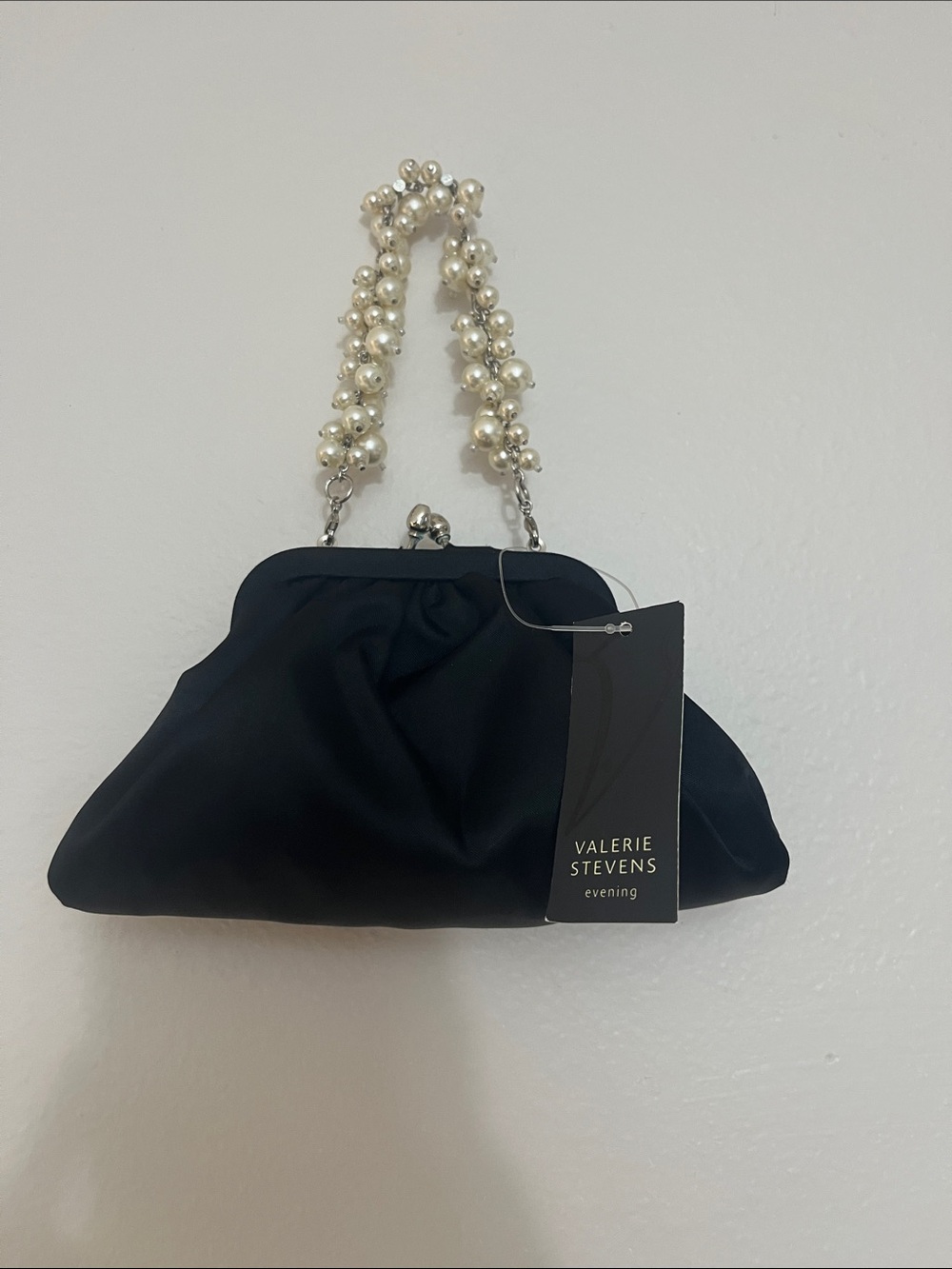 Valerie Steven’s Black Pearl-Handle Evening Clutch